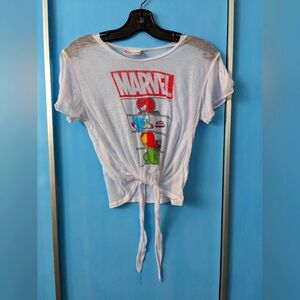 Sheer Marvel Tie Front T-shirt